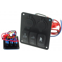 [Spínací panel 12/24V ON-OFFx3, 1xZ, 2xUSB 3,1A, 2xB 15A IP68]