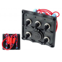 [Spínací panel 12V SPST/ON-OFFx5, 1xGZ, 3B 15A IP68]
