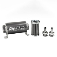 [DeatschWerks Univerzálny in-line palivový filter 40 mikrónov 3/8" 110 mm]