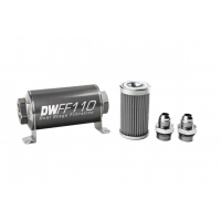 [DeatschWerks Univerzálny in-line palivový filter 100 mikrónov AN8 110 mm]
