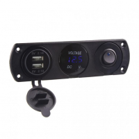 [Panel s 1x spínačem, voltmetr + 2x USB zásuvka, 12/24V]