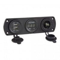 [Trojitá zásuvka do panelu CL, Voltmetr, 2x USB nabíječka]