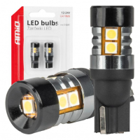 [LED žiarovky CANBUS T10 W5W 9 SMD 3030 Biela 12V 24V AMIO-04241]