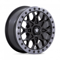 [MSA OFFROAD WHEELS M48 PORTAL BEADLOCK - SATIN BLACK W/ GRAY TINT RING]
