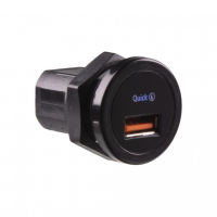 [USB nabíječka QC3.0 do panelu, kulatá, 12/24V]