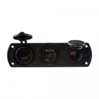[Trojitá zásuvka do panelu CL, Voltmetr, 2x USB nabíječka QC3.0/PD]