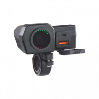 [USB+USB C nabíječka s voltmetrem/teploměrem na motocykl]