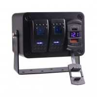 [Panel s 2x spínači Rocker, voltmetr +  USB/USB-C zásuvka, 12/24V]