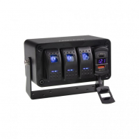 [Panel s 3x spínači Rocker, voltmetr +  USB/USB-C zásuvka, 12/24V]