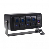 [Panel s 4x spínači Rocker, voltmetr +  USB/USB-C zásuvka, 12/24V]