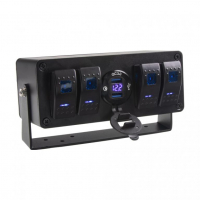 [Panel s 4x spínači Rocker, voltmetr +  2x USB zásuvka, 12/24V]