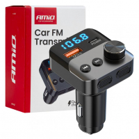 [Car FM Transmitter 1×USB-A 1×USB-C 12V 24V AMIO-04647]