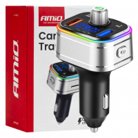 [Car FM Transmitter 1×USB-C microSD 12V 24V AMIO-04652]