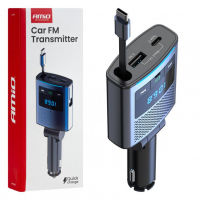 [Car FM Transmitter 1×USB-A 1×USB-C 12V 24V AMIO-04656]