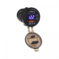 [USB nabíječka QC3.0 + USB-C, digitální voltmetr do panelu]