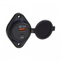 [USB QC3.0 + USB-C zásuvka 12/24V, montáž na povrch]