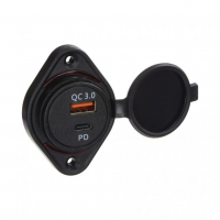 [USB QC3.0 + USB-C zásuvka 12/24V, montáž na povrch]