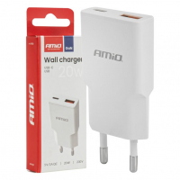 [Wall charger 230V 20W GaN USB-C USB-A AMIO-04838]