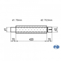 [Univerzálny okrúhly nerezový tlmič s výstupnou rúrou - Obvod 314mm - UNI-31442070s]