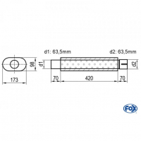 [Univerzálny oválny nerezový tlmič s výstupnou rúrou - Obvod 450mm - UNI-45042063s]