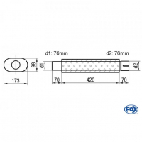 [Univerzálny oválny nerezový tlmič s výstupnou rúrou - Obvod 450mm - UNI-45042076s]