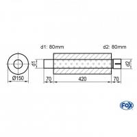[Univerzálny okrúhly nerezový tlmič s výstupnou rúrou - Obvod 466mm - UNI-46642080s]