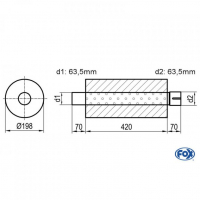 [Univerzálny okrúhly nerezový tlmič s výstupnou rúrou - Obvod 626mm - UNI-62642063s]
