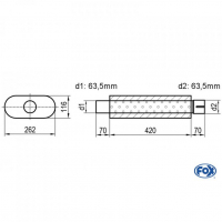 [Univerzálny oválny nerezový tlmič s výstupnou rúrou - Obvod 650mm - UNI-65042063s]