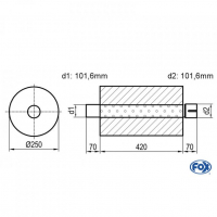[Univerzálny okrúhly nerezový tlmič s výstupnou rúrou - Obvod 784mm - UNI-784420101s]