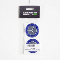 [Nálepka Na Disky 4Ks Logo - Mercedes Silver/Blue 55Mm]