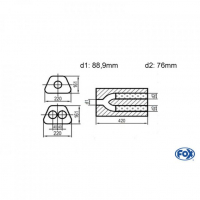 [Univerzálny lichobežníkový nerezový tlmič s Ypsilonovým prechodom - Obvod 644mm - UNI-H6444208876]