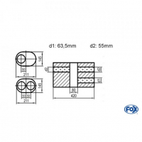 [Univerzálny oválny nerezový tlmič s dvoma prechodmi ver.1 - Obvod 585mm - UNI-V1K5854206355]