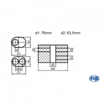 [Univerzálny oválny nerezový tlmič s dvoma prechodmi ver.1 - Obvod 585mm - UNI-V1K5854207063]
