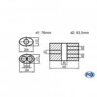 [Univerzálny oválny nerezový tlmič s dvoma prechodmi ver.2 - Obvod 525mm - UNI-V2K5254207663]