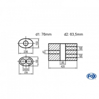[Univerzálny oválny nerezový tlmič s dvoma prechodmi ver.2 - Obvod 618mm - UNI-V2K6184207663]