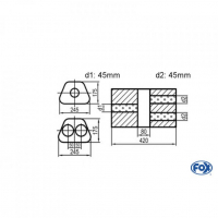 [Univerzálny lichobežníkový nerezový tlmič s dvoma prechodmi ver.2 - Obvod 711mm - UNI-V2K7114204540]