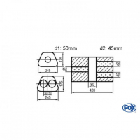 [Univerzálny lichobežníkový nerezový tlmič s dvoma prechodmi ver.2 - Obvod 711mm - UNI-V2K7114205045]