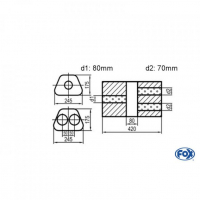 [Univerzálny lichobežníkový nerezový tlmič s dvoma prechodmi ver.2 - Obvod 711mm - UNI-V2K7114208070]