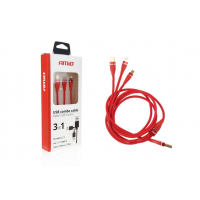 [Multi-kábel pre telefón USB C / micro USB 120cm červený FullLINK 3.1A UC-7]