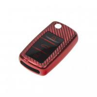 [TPU obal pre kľúč ŠKODA, VW, SEAT, Carbon ČERVENÝ]