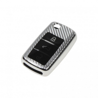 [TPU obal pre kľúč ŠKODA, VW, SEAT, Carbon SILVER]