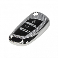 [TPU obal pre kľúč PEUGEOT / CITROËN, 3-tlačidlový, Carbon SILVER]