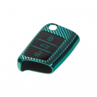 [TPU obal pre kľúč ŠKODA, VW, SEAT, Carbon ZELENÝ]