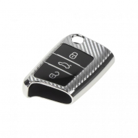 [TPU obal pre kľúč ŠKODA, VW, SEAT, Carbon SILVER]