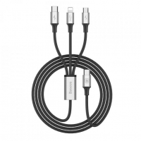 [Kábel USB-C BASEUS 3v1 Lightning / Micro čierny 3A 120 cm]