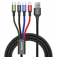 [Kábel USB 4v1 BASEUS čierny, 1xUSB-C, 2x Lightning, 1xMicro 3.5A 120 cm]