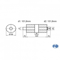 [Univerzálny okrúhly nerezový tlmič s prechodom + výstupna rúra - Obvod 626mm - UNI-K626420101s]