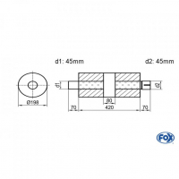 [Univerzálny okrúhly nerezový tlmič s prechodom + výstupna rúra - Obvod 626mm - UNI-K62642045s]