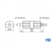 [Univerzálny okrúhly nerezový tlmič s prechodom + výstupna rúra - Obvod 626mm - UNI-K62642063s]