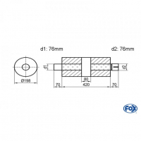 [Univerzálny okrúhly nerezový tlmič s prechodom + výstupna rúra - Obvod 626mm - UNI-K62642076s]